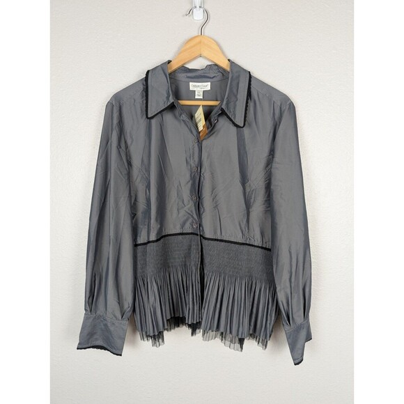 Coldwater Creek Gray Pleated Blouse Shirt PXL - Picture 1 of 8